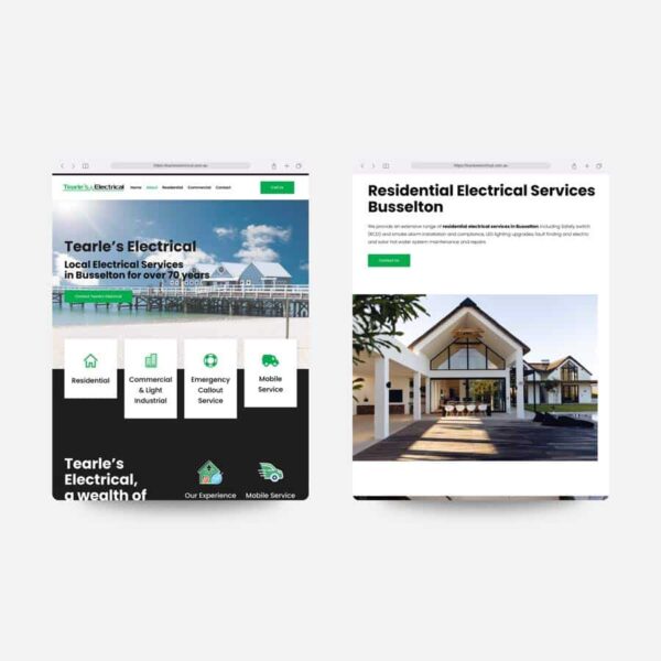 tearles electrical busselton single page site